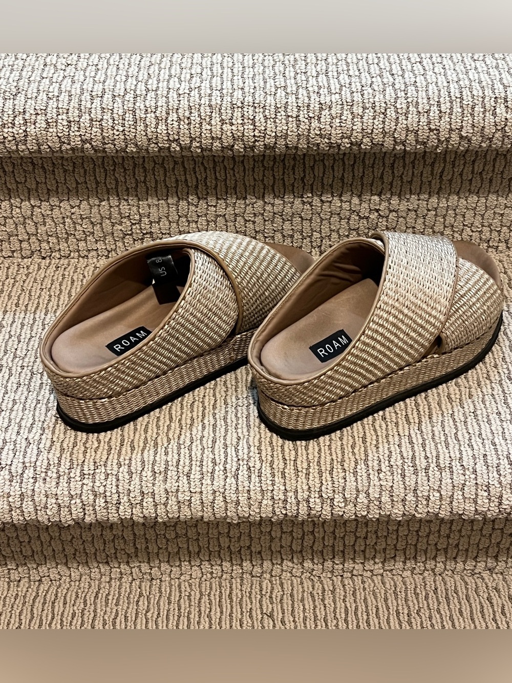 ROAM Cross Stack Raffia Platform Slides - Sz 8 - Picture 7 of 12